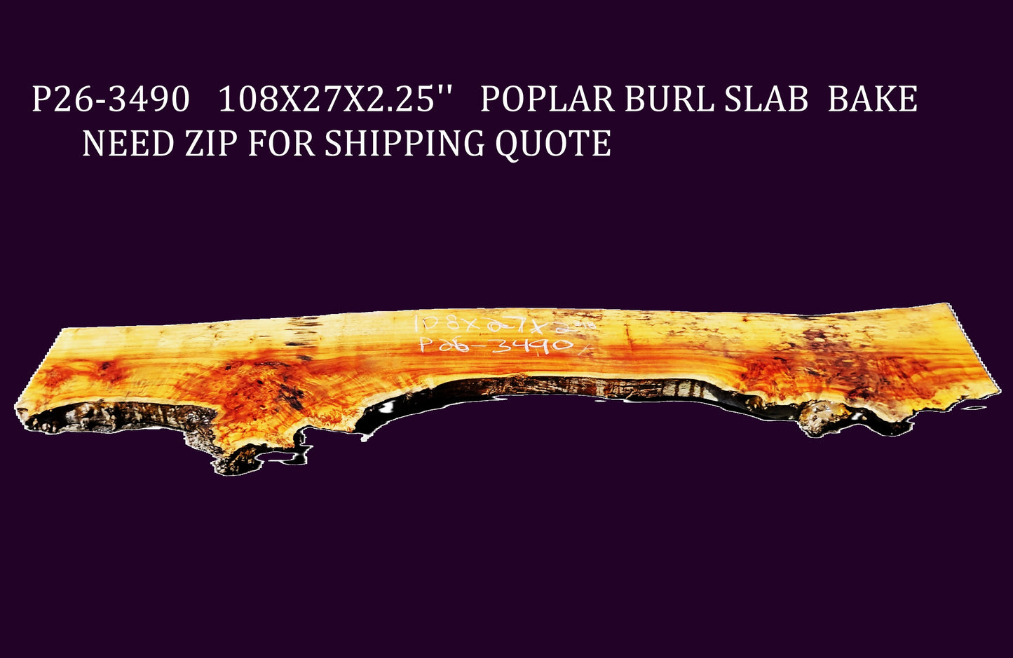 Poplar Burl Slab | DIY | Craft Wood | Table |Counter Top| P26-3490