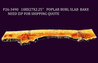 Poplar Burl Slab | DIY | Craft Wood | Table |Counter Top| P26-3490