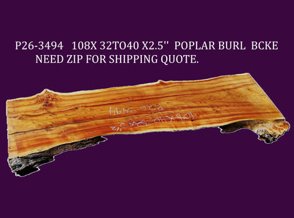 Poplar Burl Slab | DIY | Craft Wood | Table | Headboard| Counter Top| P26-3494