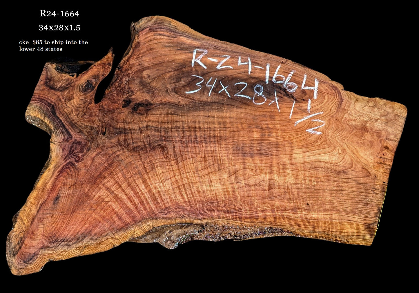 Live Edge Redwood | DIY craft wood | Table | Curly Redwood | R24-1664