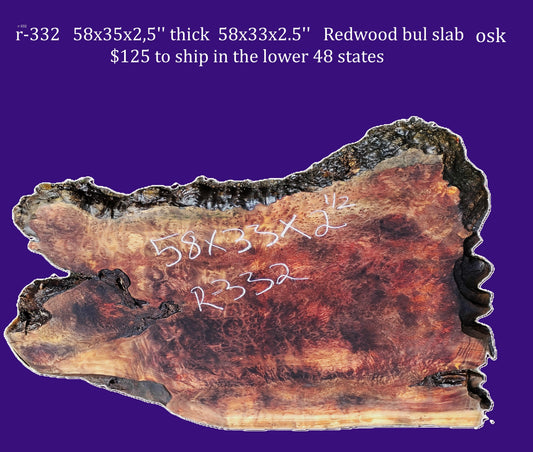 curly Redwood Slab | DIY | Craft-wood | live edge table | R-332)