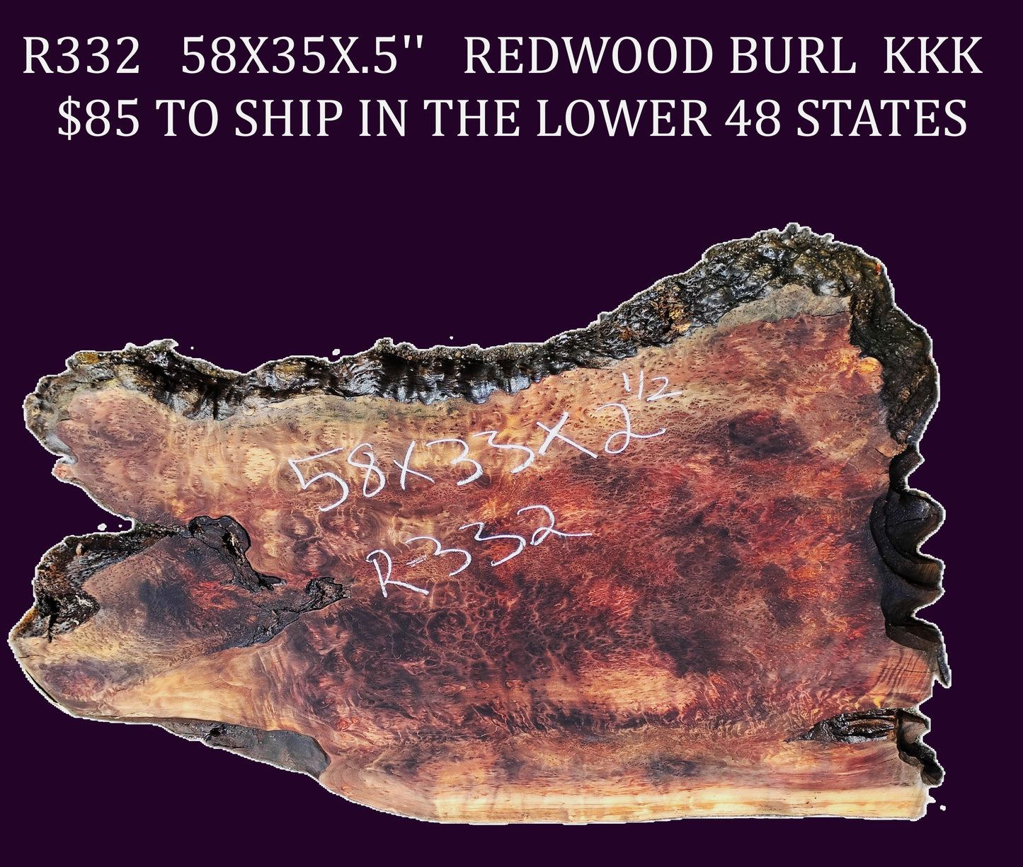 curly Redwood Slab | DIY | Craft-wood | live edge table | R-332)