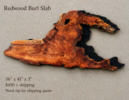 Redwood burl slab | DIY | burl table | river table | craft wood | r21-0331