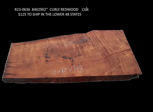 Curly Redwood Slab | Desk | Table | Bar | DIY Craftwood | R23-0636