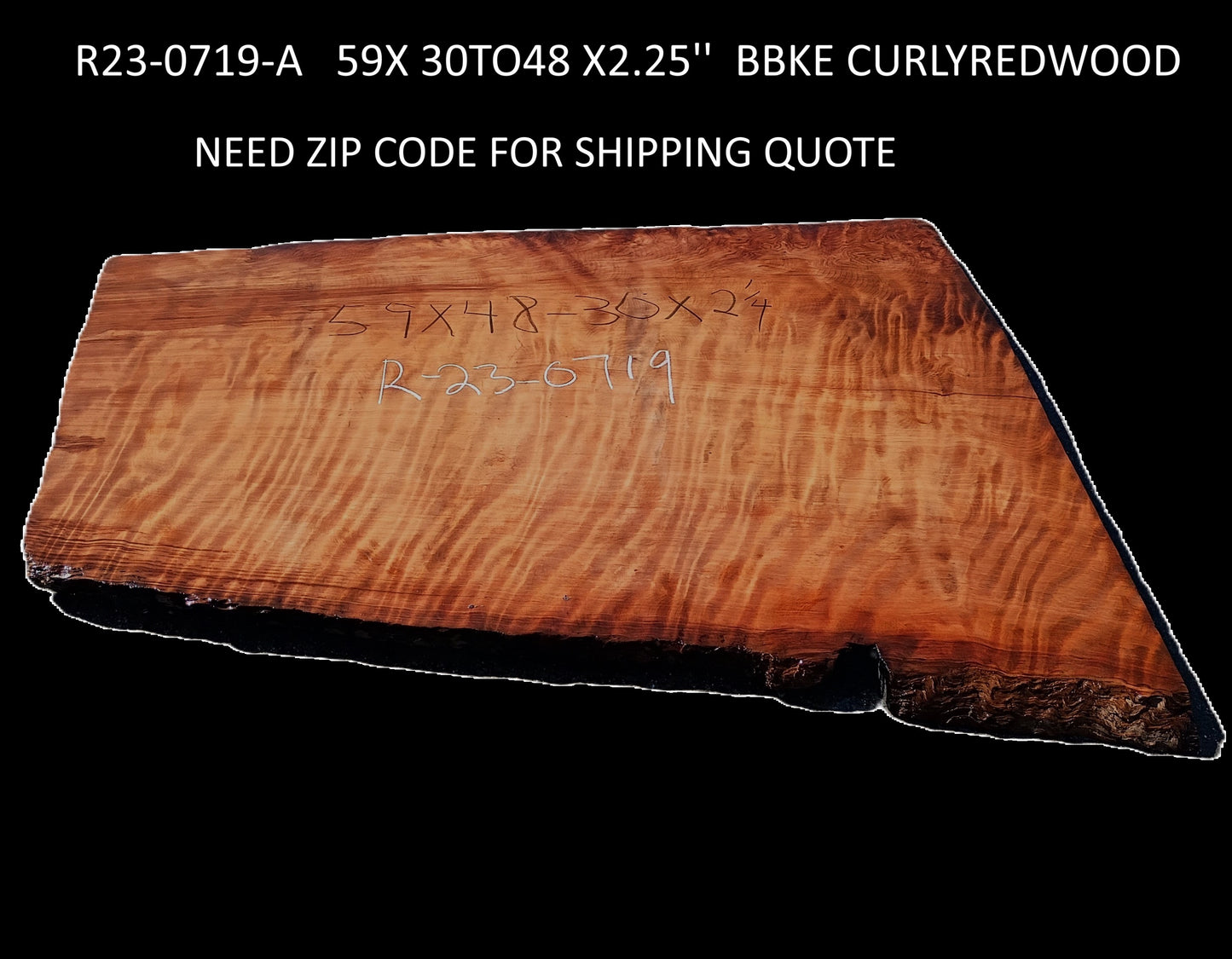 Curly Redwood Slab | Old Growth | Bar | Table | R23-0719