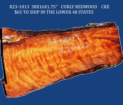 Quilted Redwood Slab | Guitar Billet | DIY | Craft-wood | burl table | R23-1013