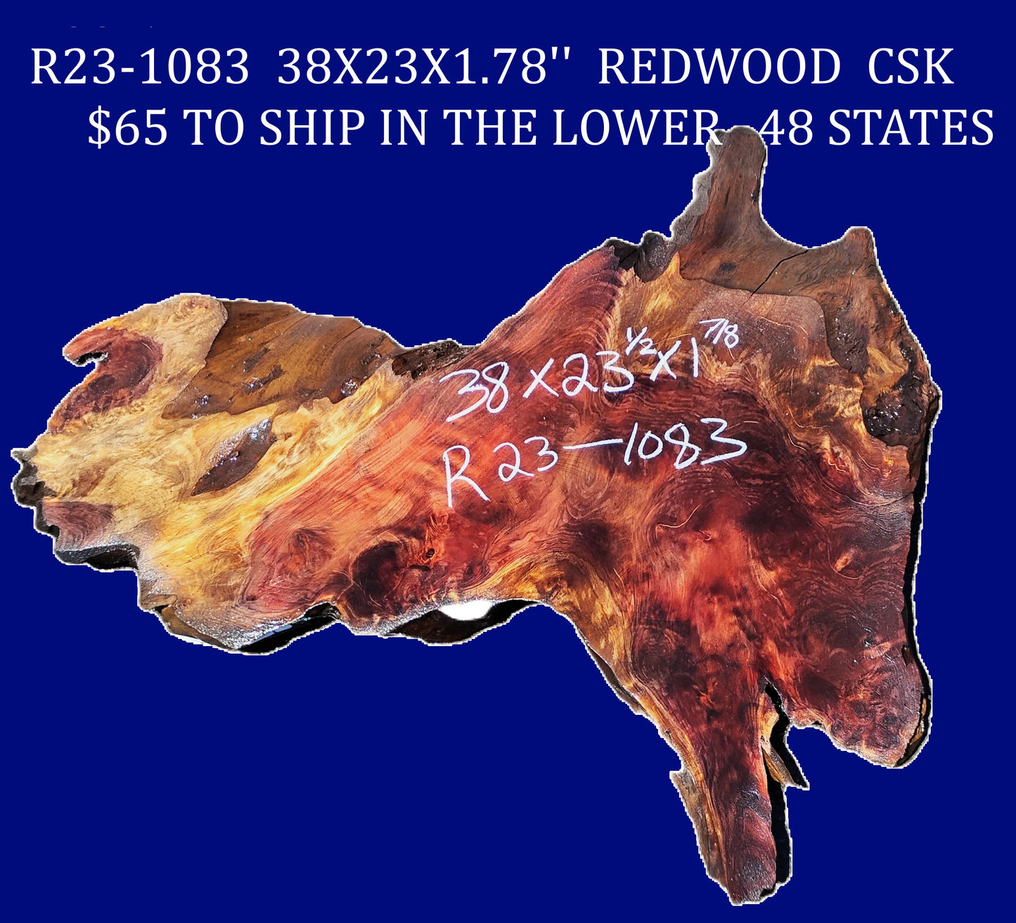 Redwood Burl slab | DIY | Craft Wood | Table | r23-1083