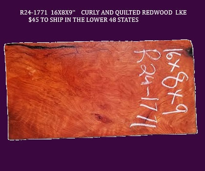 Curly Redwood | BOWL TURNING BLOCK | DIY | Table | Craft-wood | RG24-1771