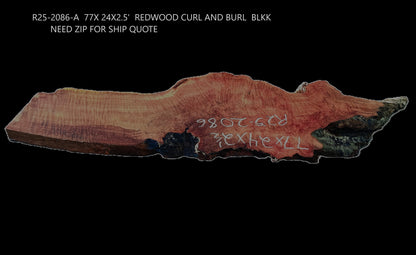 Curly and Burl | Redwood | River Table | Desk | R25-2086