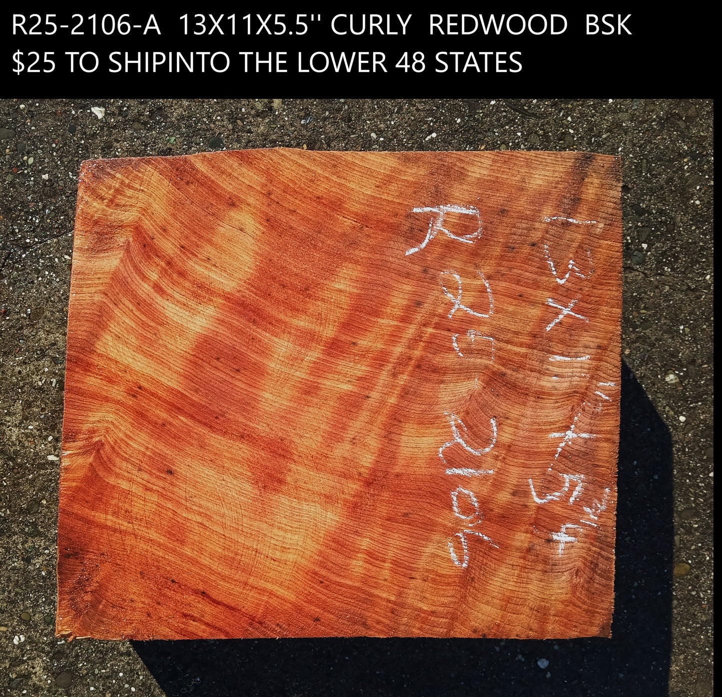 Curly Redwood | Turning Block | Craft Wood | R25-2106