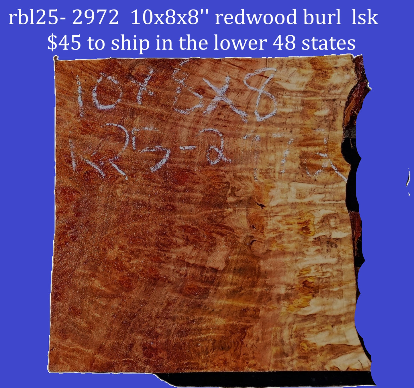 Redwood Burl Guitar Billet | DIY | Craft Wood | Block | RBL25-2972