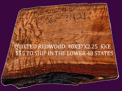Quilted Redwood Slab| Guitar Billet | DIY | Table | Craft-wood | R26-3421
