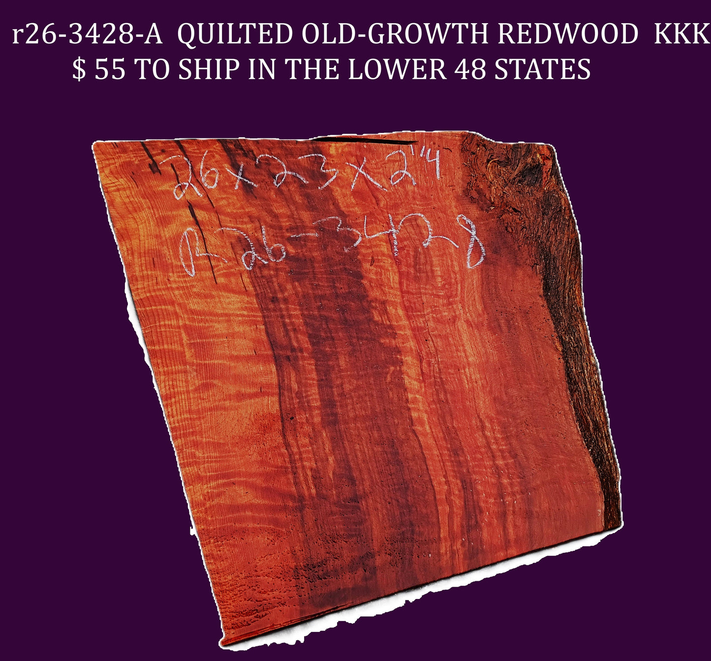 Quilted Old-Growth Redwood Slab| Guitar Billet | DIY | Table | Craftwood R26-3428