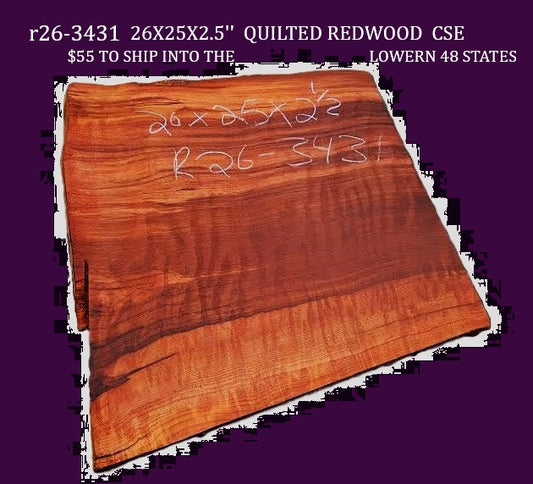 Quilted Redwood Slab| Guitar Billet | DIY | Table | Craft-wood | R26-3431