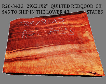 Quilted & Curly Redwood Slab| Guitar Billet | DIY | Table | Craftwood | RG26-3433