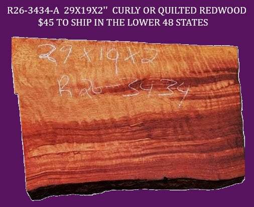 Quilted & Curly Redwood Slab | Guitar Billet | DIY | Table | Craft-wood | RG26-3434