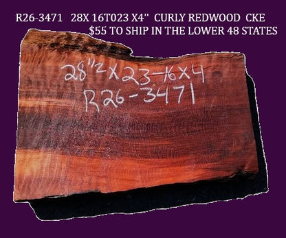 Curly Redwood Burl Slab | DIY | Craft Wood | Table | Redwood | R26-3471