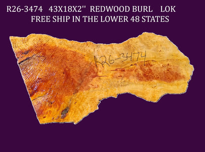 Redwood Burl Slab | DIY | Craft Wood | Table | Redwood | R26-3474