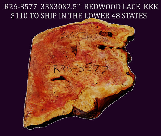 LACE BURL| Redwood Slab | DIY | Craft Wood | Table | R26-3577