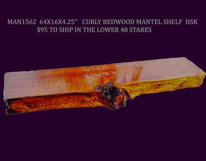 Redwood Curly mantel | shelf | DIY | Craft Wood | live edge | man1562 (Copy)