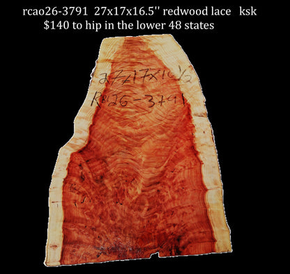 Redwood Lace Burl Cap | bowl turning | DIY | Craft Wood | live edge | rbl26-3791