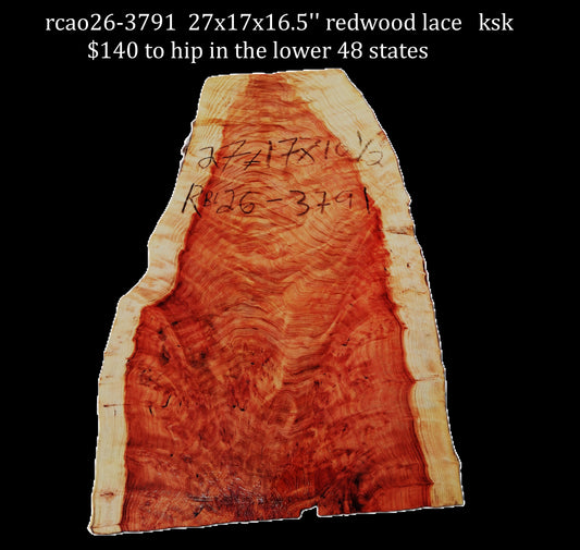 Redwood Lace Burl Cap | bowl turning | DIY | Craft Wood | live edge | rbl26-3791