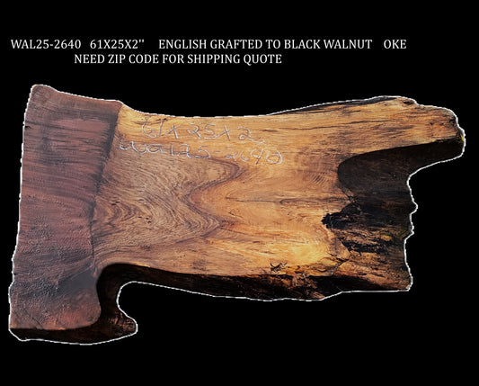 English Grafted to Black Walnut Slab | DIY table | Live Edge | Wal23-2640