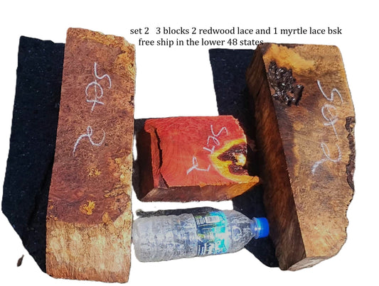 Myrtle/Redwood Lace Burl | Turning Blocks | DIY | Block Set#2