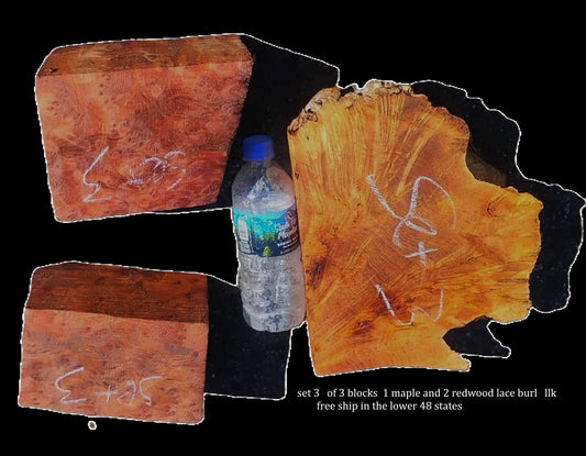 Maple/Redwood Lace Burl | Turning Blocks | DIY | Block Set #3