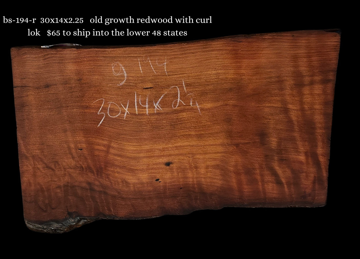 Old Growth | Curly Redwood | Guitar Wood | Craft Wood | bs-194-r