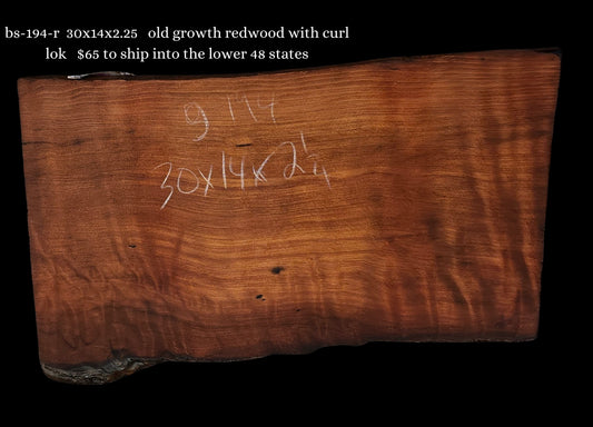 Old Growth | Curly Redwood | Guitar Wood | Craft Wood | bs-194-r
