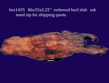 Redwood burl Slab | DIY |  Craft-wood | live edge table | bsz1455