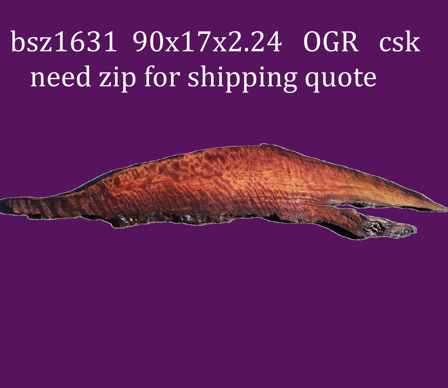 Redwood curly slab | DIY | burl table | river table | headboard | bsz1631