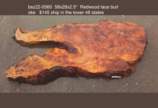 Live Edge Slab | Lace burl redwood | epoxy river table | DIY crafts | bsz22-0560