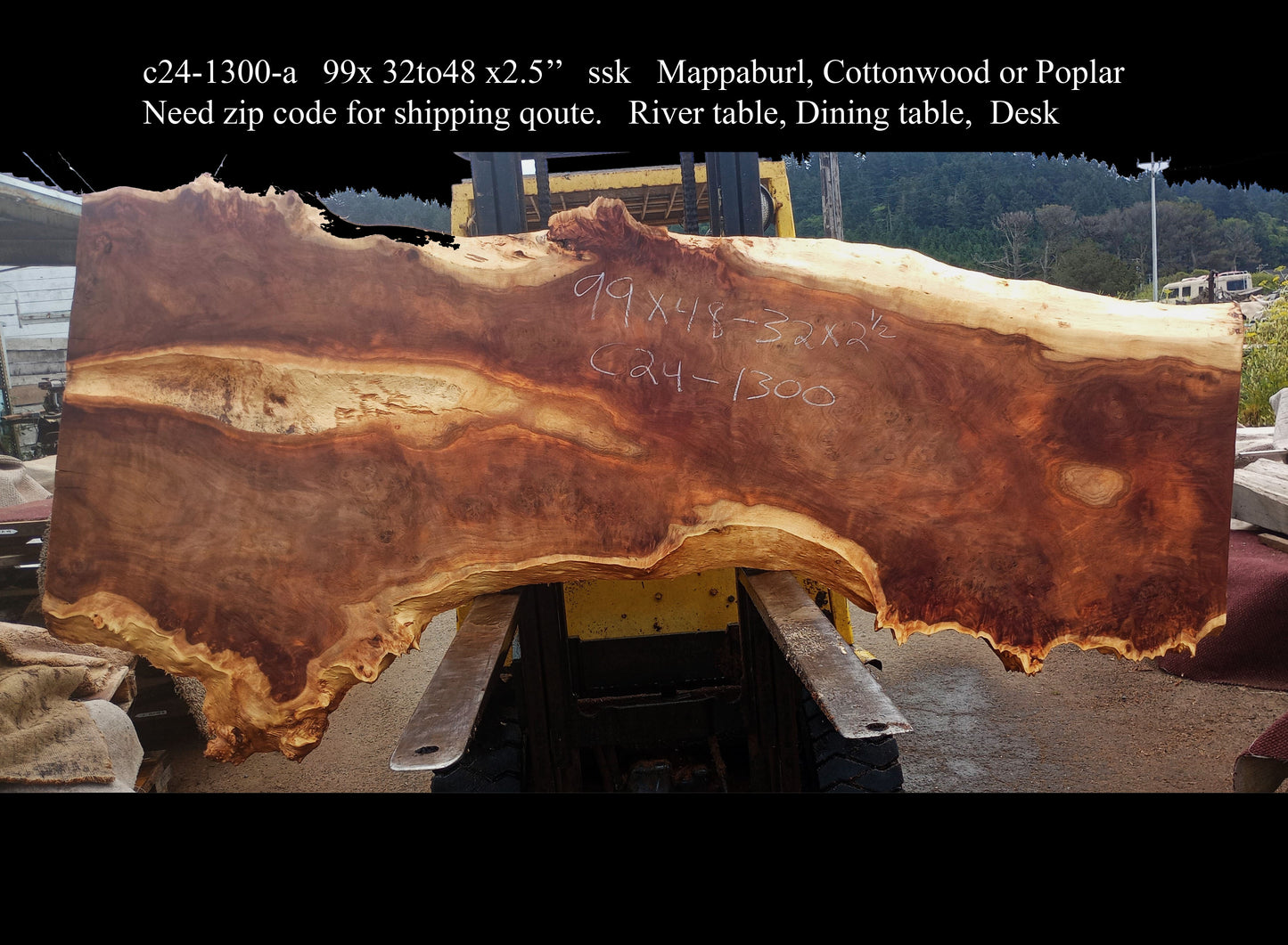 Mappa burl | Poplar | Dining Table | Desk | River Table | C24-1300