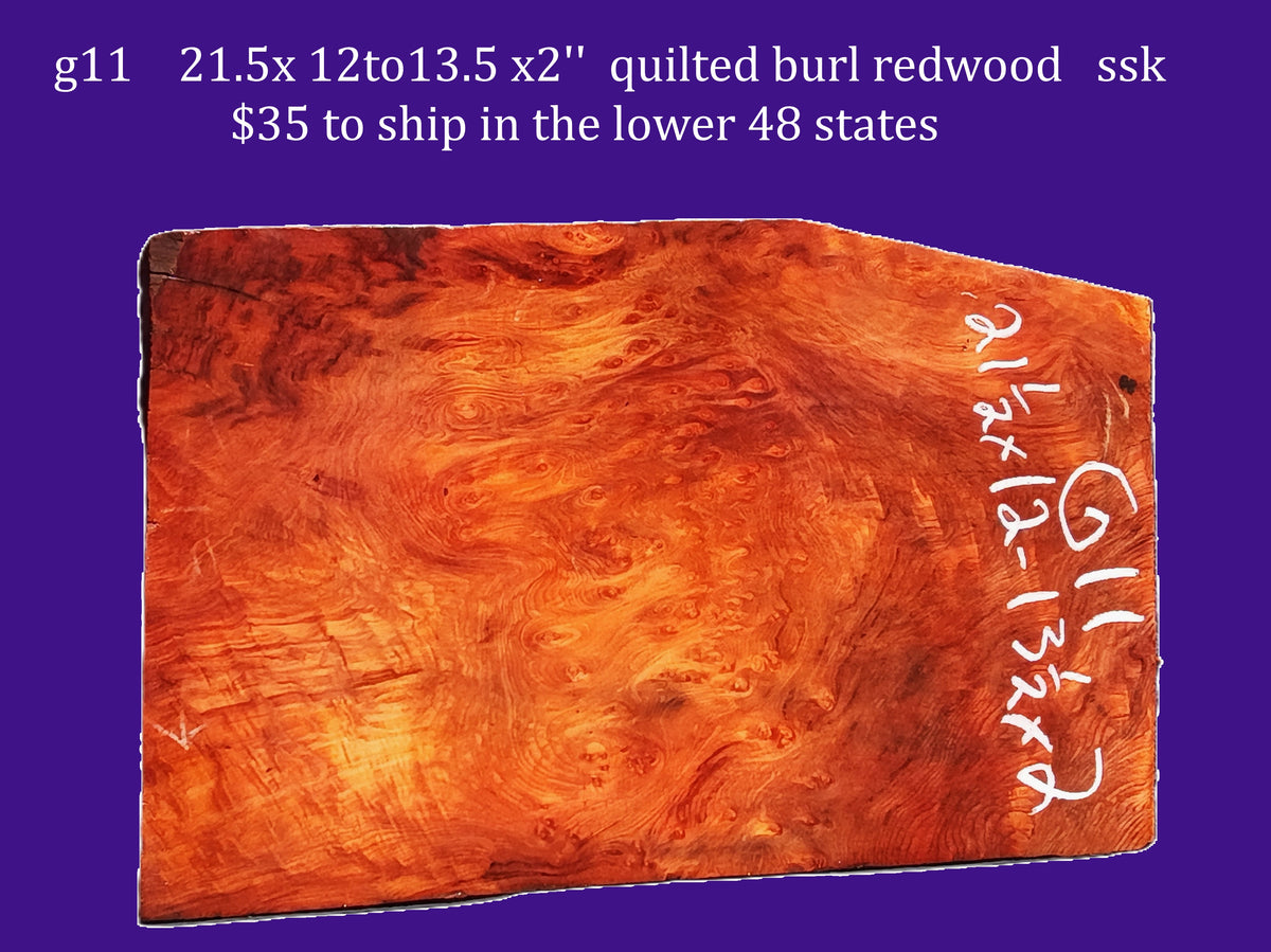 Curly Redwood | Old Growth | DIY | Craft wood | guitar billet | G11