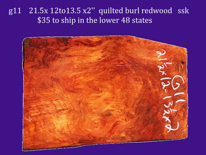 Curly Redwood | Old Growth | DIY | Craft wood | guitar billet | G11