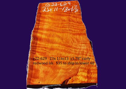 Curly | Redwood | Old Growth | DIY | Guitar billet | G22-629