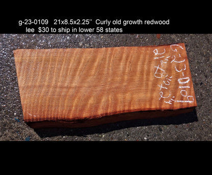 curly redwood | guitar blank  | DIY crafts | bowl turning |  G23-0109