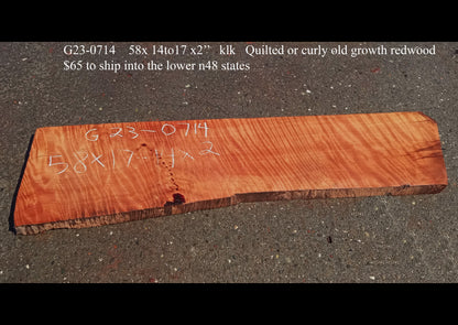 Redwood Guitar Slab | Curly redwood | Luthier Wood | G23-0714