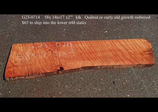 Redwood Guitar Slab | Curly redwood | Luthier Wood | G23-0714