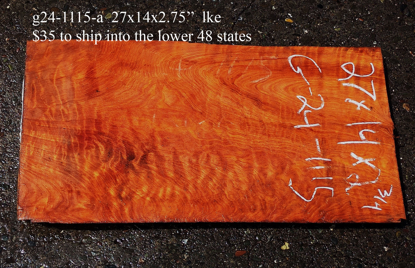 Redwood Guitar Slab | Curly Redwood | Luthier Wood | G24-1115