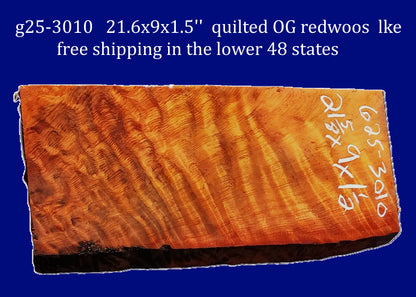 Curly | Redwood | Old Growth | DIY | Crafts | guitar billet | G25-3010