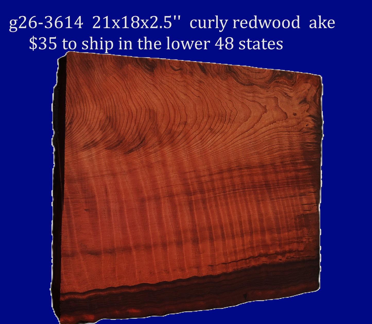 curly Redwood | DIY | Craft Wood | guitar billet curly | r26-3614