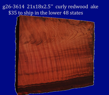 curly Redwood | DIY | Craft Wood | guitar billet curly | r26-3614