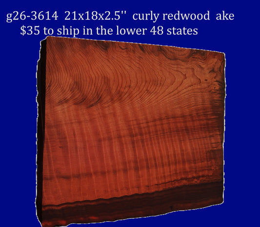 curly Redwood | DIY | Craft Wood | guitar billet curly | r26-3614