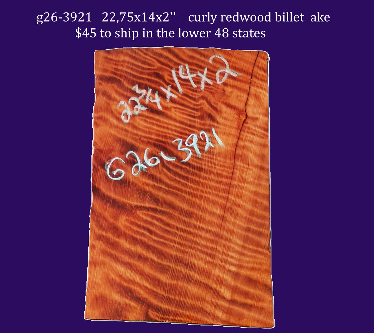 Curly Redwood | Old Growth | DIY | Crafts | guitar billet | G26-3921(Copy)