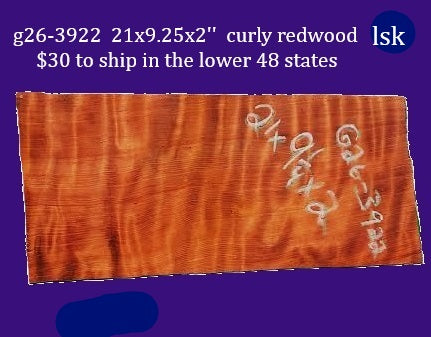 Curly Redwood | Old Growth | DIY | Crafts | guitar billet | G26-3922