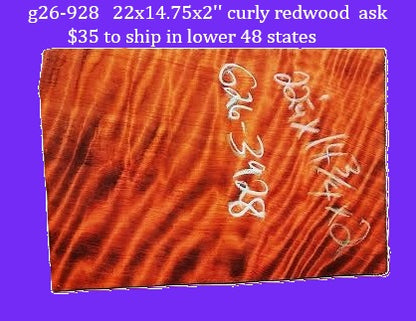 Curly Redwood | Old Growth | DIY | Crafts | guitar billet | G26-3928
