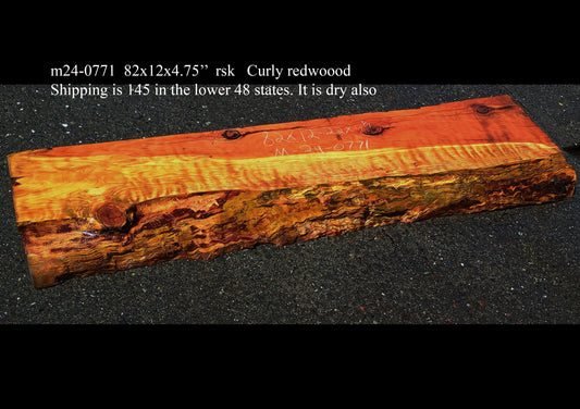 curly redwood mantel | fireplace shelf | live edge mantel | man24-0771